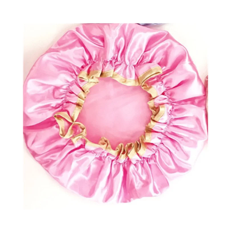 

Resuable Lace Elastic Band Bath Hair Caps Waterproof Shower Cap Hat Bath Shower Bouffant Cap For Women Double Layered Shower Hat