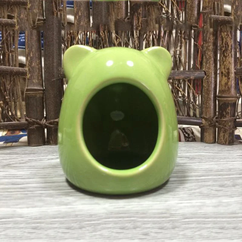 Green Керамика хомяк клетка-гнездо мультфильм Лето Прохладный морская свинка Кролик дом для шиншиллы хомяк клетка украшения Аксессуары - Color: Green