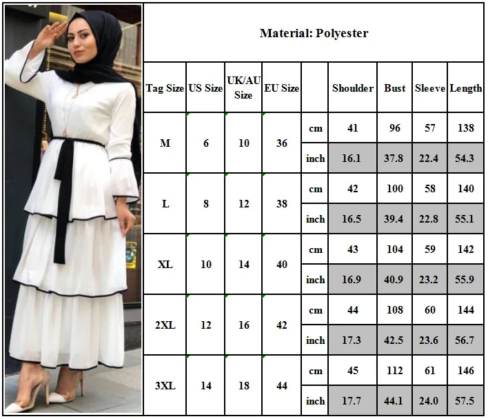 

Donsignet Muslim Fashion New Large Size Women's Malay Fashion Cake Dress Black White Abaya Turkey Muslim Dress Women Abaya