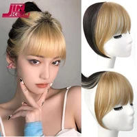 jinkaili short syntheticblunt bangs hair piece clip in hair extension women natural air bangs heat resistant hairpieces hair