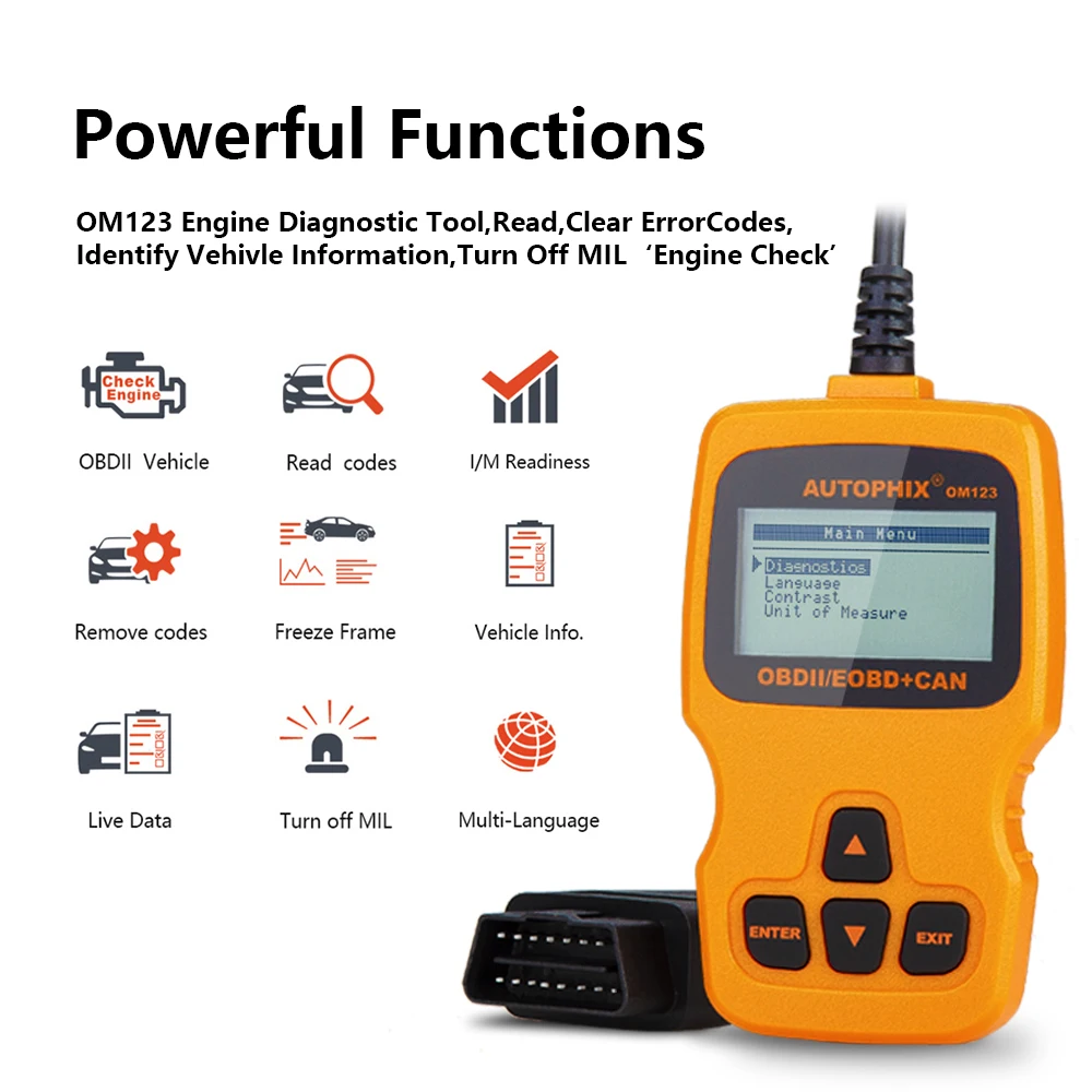 OBD2 Scanner OM123 ODB2 Car Diagnostic OBD 2 Code Reader For OBDll Tool Auto | Автомобили и мотоциклы