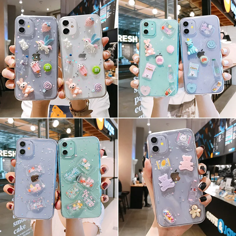 

Epoxy Cartoons soft case for iphone 12 mini 11 pro x xs max xr 8 7 plus SE 2020 silicon phone cover 3D Cute popular coque fundas
