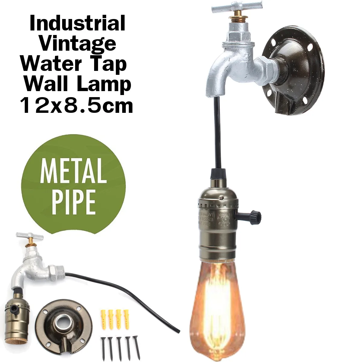 

Винтажные настенные лампы, одноголовочный прикроватный светильник, промышленный настенный светильник E27 для водопроводной трубы, украшени...
