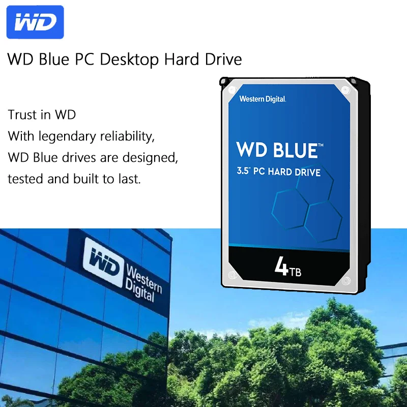 WD Blue 4 ТБ жесткий диск на жестком диске HD SATA III 256MB Кэш 5400 оборотов в минуту 3 5