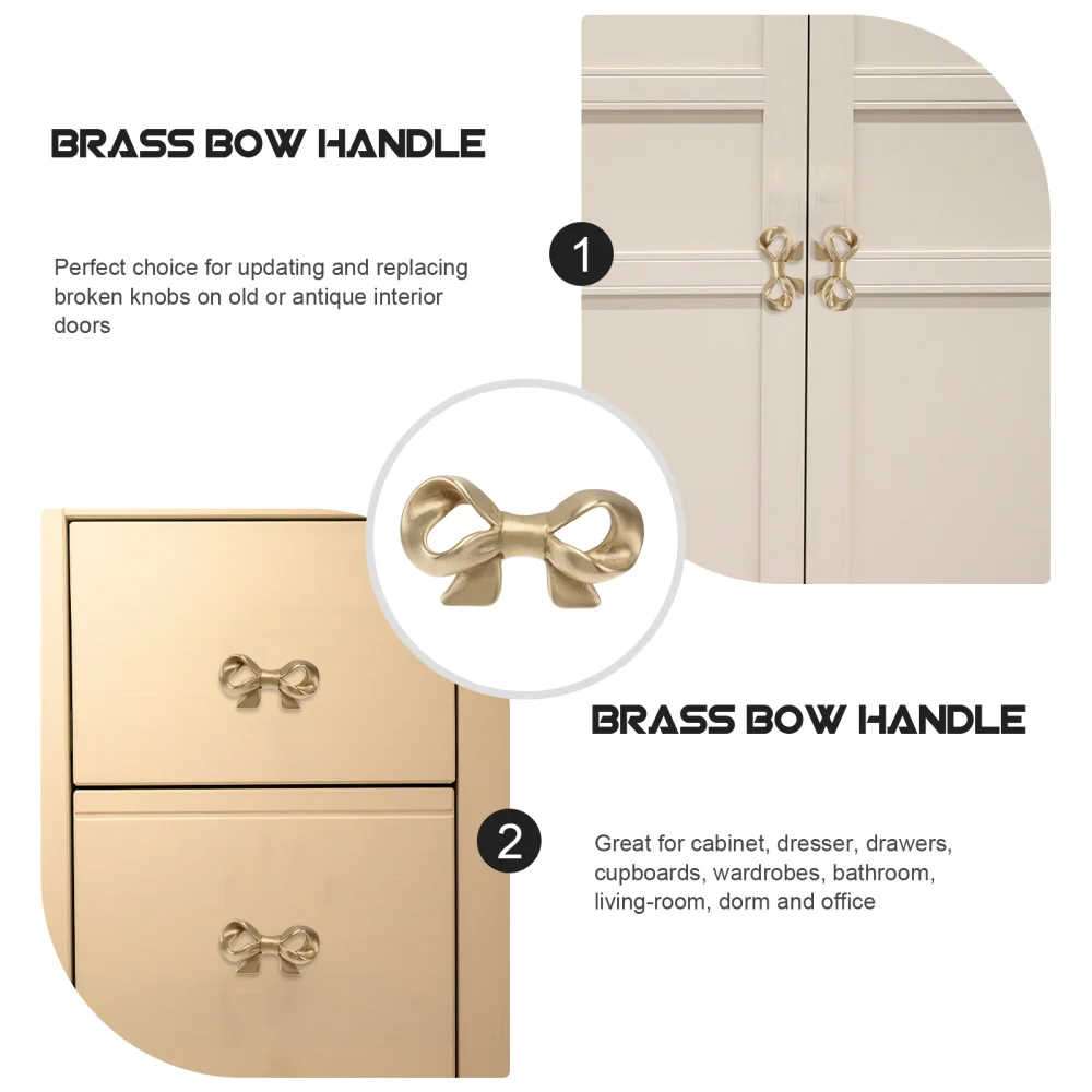 

1pc Cabinet Door Knob Delicate Bowknot Shaped Handle for Decor (Golden)