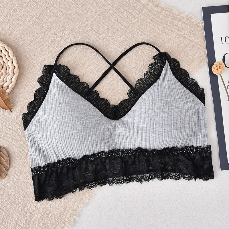 

2020 Bralette Bra Women Push Up Lace Bra Triangle Bralette Sexy Seamless Wire Free Underwear Soutien Gorge Cross Back