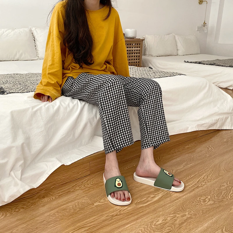 Женские домашние шлепанцы Ulzzang повседневные сандалии зеленого цвета лоферы