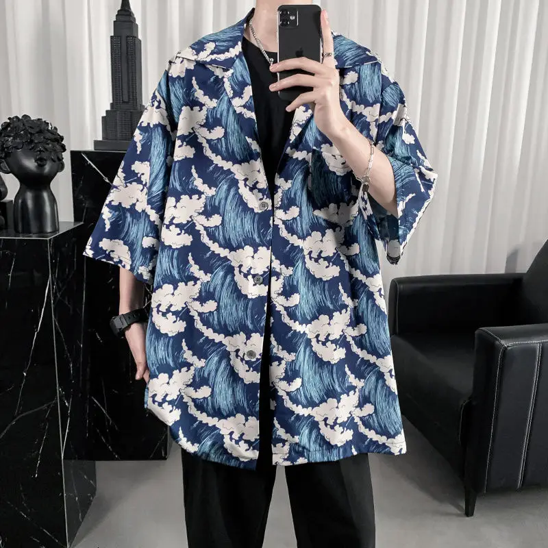 

Summer Short-sleeved Shirts Men's Fashion Printed Casual Shirts Men Streetwear Korean Loose Flower Shirts Mens Hawaiian Shirts