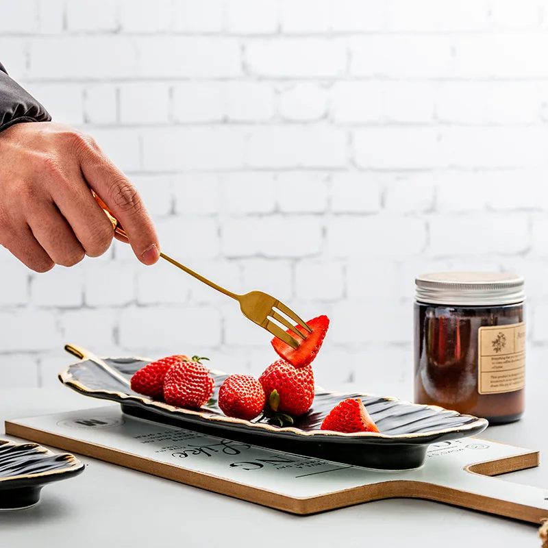 Creative Luxury Feather Storage Tray Ceramic Cake Dessert Fruit Tableware Dish Organizer Jewelry Decorative Serving Set | Дом и сад
