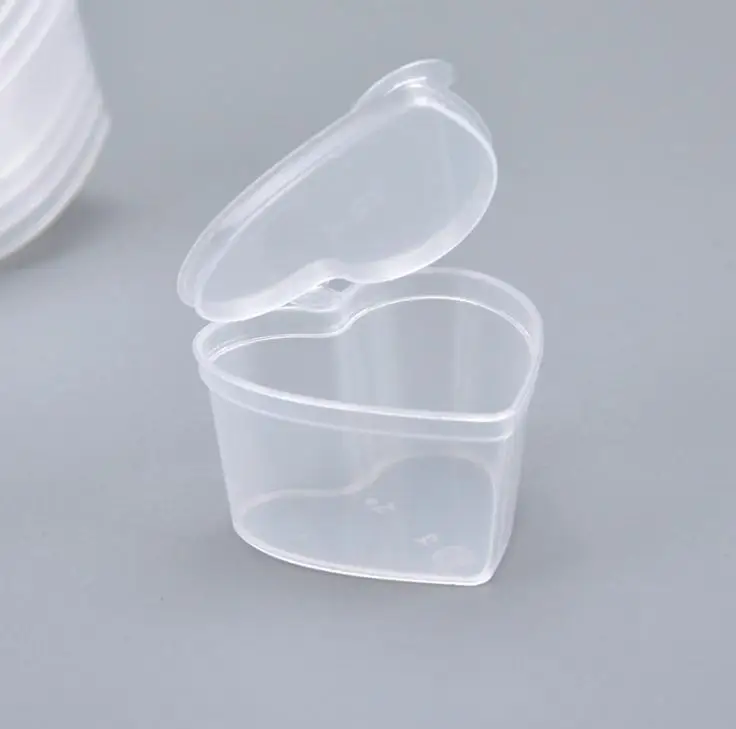 

Полипропиленовая квадратная коробка для приправ в форме сердца, Одноразовая чашка для дегустации, чашка для салата, соуса, выноса, чашка для...