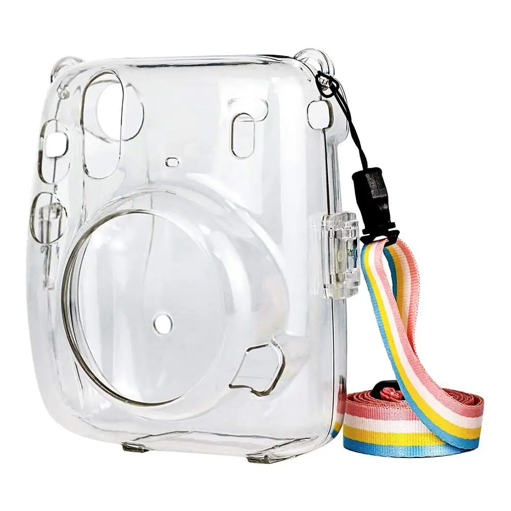 Protective Case For Fuji Fujifilm Instax Mini 11 Camera Accessories Shoulder Colorful Strap Transparent Bag | Электроника