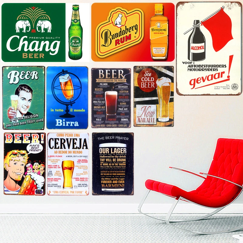 

Bar Decorative Plates Retro Plaque Drink Beer Metal Tin Sign Pub Club Wall Decor Alcohol Art Poster Painting Home Decor A113