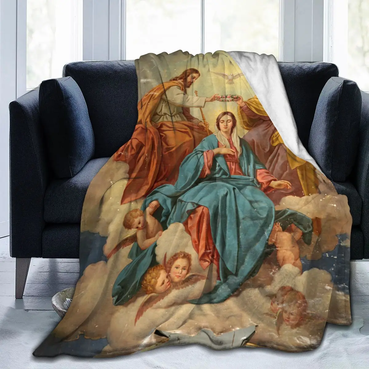 

New 3D Christian Personality Printed Flannel Blanket Sheet Bedding Soft Blanket Bed Cover Home Textile Decoration