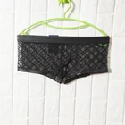 Новинка 2021, сексуальное мужское нижнее белье, тонкие боксеры, черные мужские сетчатые Прозрачные U-выпуклые трусы, нижнее белье, гей-трусы