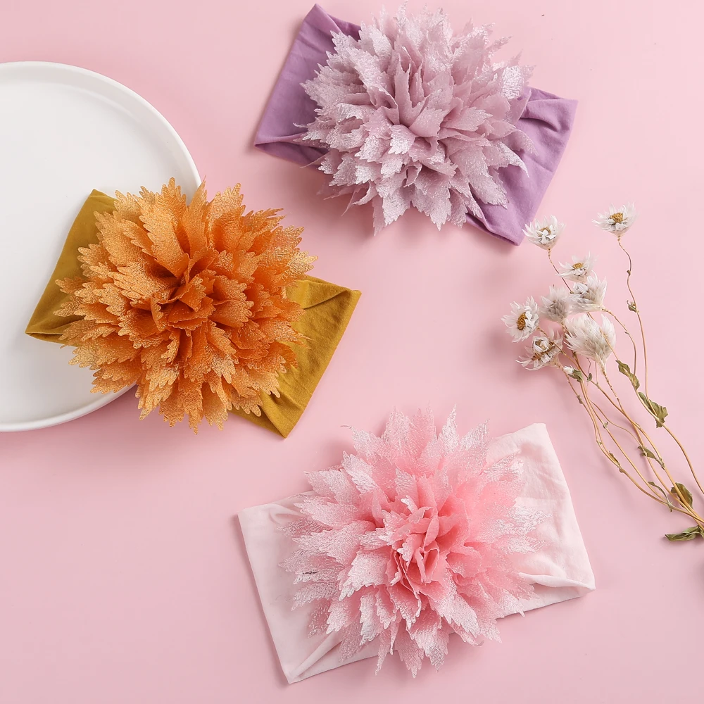 

Повязка на голову детская эластичная с узелком и цветами, тюрбан для младенцев