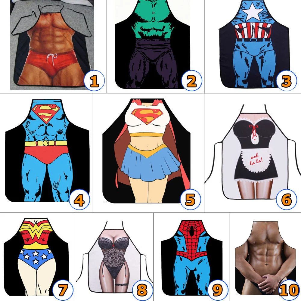 Забавный сексуальный фартук с супергероем для кухни мужчин и женщин шеф повара