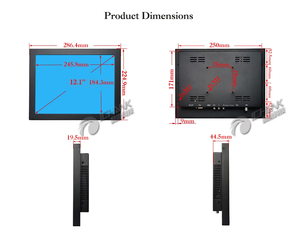 ZB120TN-V591/12 дюймов 800x600 HDMI пульт дистанционного управления анти-помех металлический чехол настенный промышленный монитор ЖК-экран дисплей