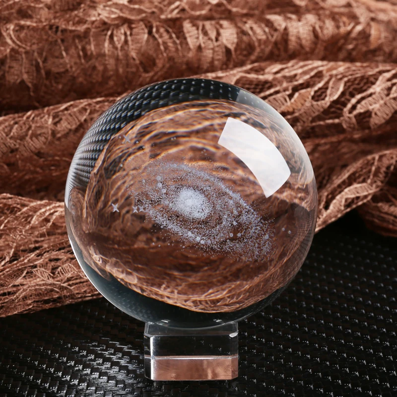 Украшение в виде хрустального шара Галактическая система 3D лазерная гравировка кварцевый хрустальный шар кристаллы ремесла автомобиля дома Свадебные жалюзи украшения