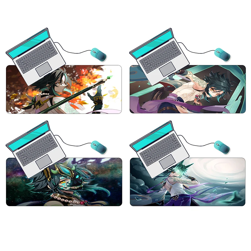 

Genshin Impact Anime Mousepad Large Mouse Pad Gamer Laptop Gaming Keyboard Anti-Slip Carpet Computer Office Notebook Desk Mat