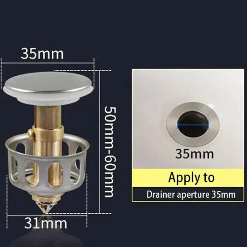 

Basin Up Drain Filter Universal Wash Basin Bounce Drain Filter Sink Drain Vanity Stopper Up Drain Filter Bathroom Use