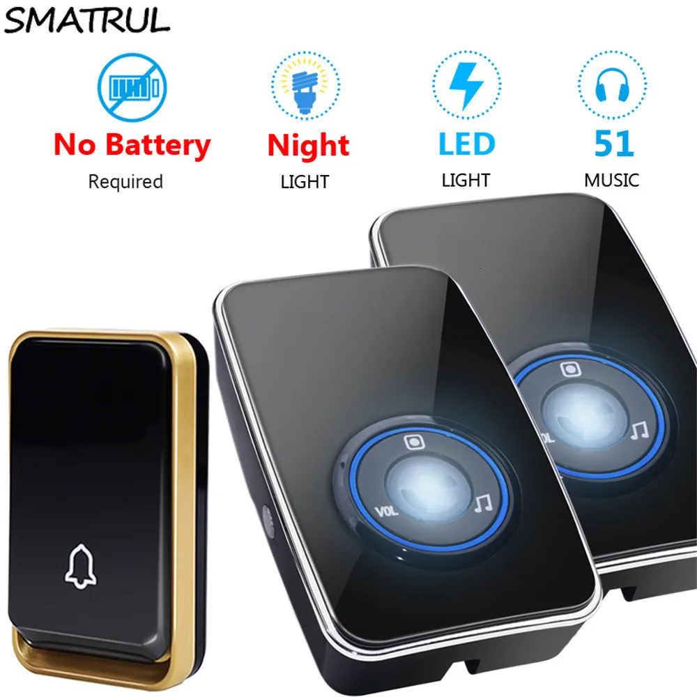 Беспроводной дверной звонок SMATRUL с питанием от Великобритании ЕС США Ночной