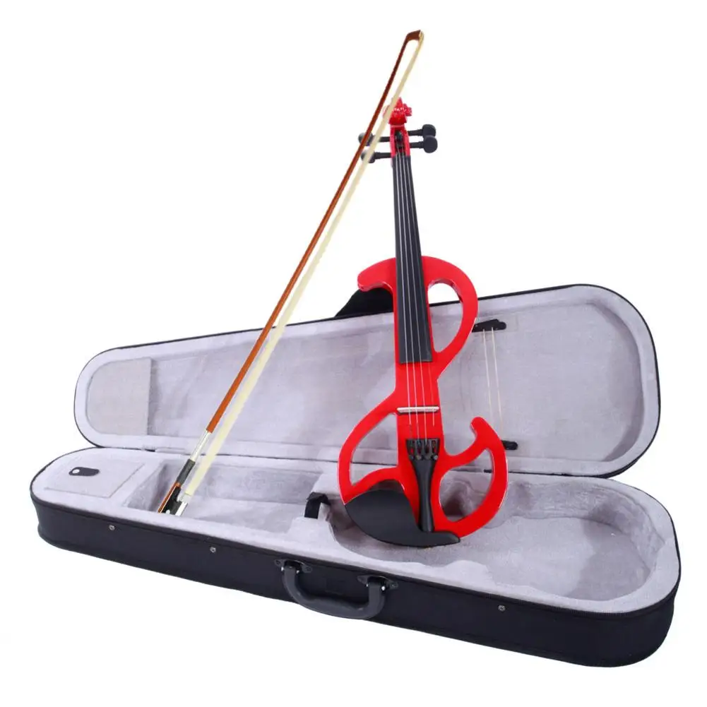 

4/4 Violin Red Figure Eight Piano Paint Electroacoustic Violin Case Bow Rosin Headphones Connecting Line V003 Musical Instrument