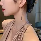 1 пара, элегантные серьги-капельки золотого цвета с геометрическим кулоном, элегантные женские длинные висячие серьги в Корейском стиле для женщин 2021