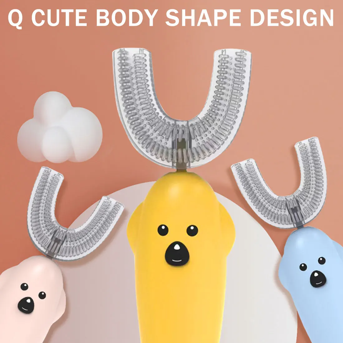 

Sonic Electric Toothbrush Kids U-Shape Toothbrush Waterproof Silicone Child Brush Cartoon Pattern Teeth Whitening Brush