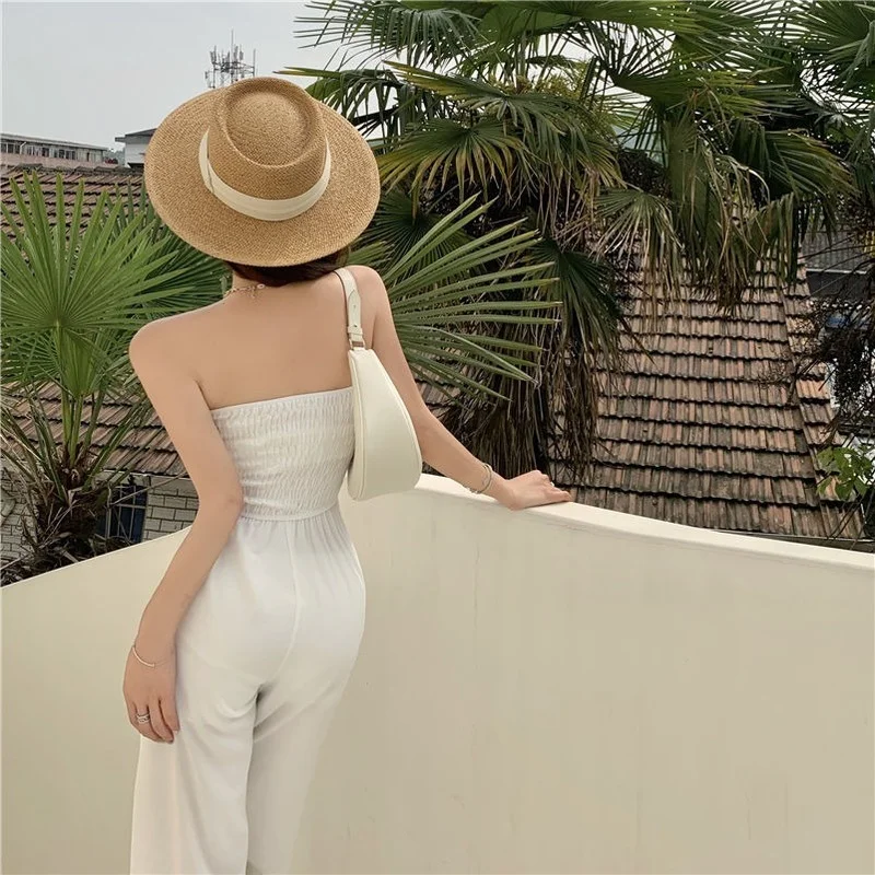 Комбинезон женский эластичный простые однотонные брюки в полную длину с