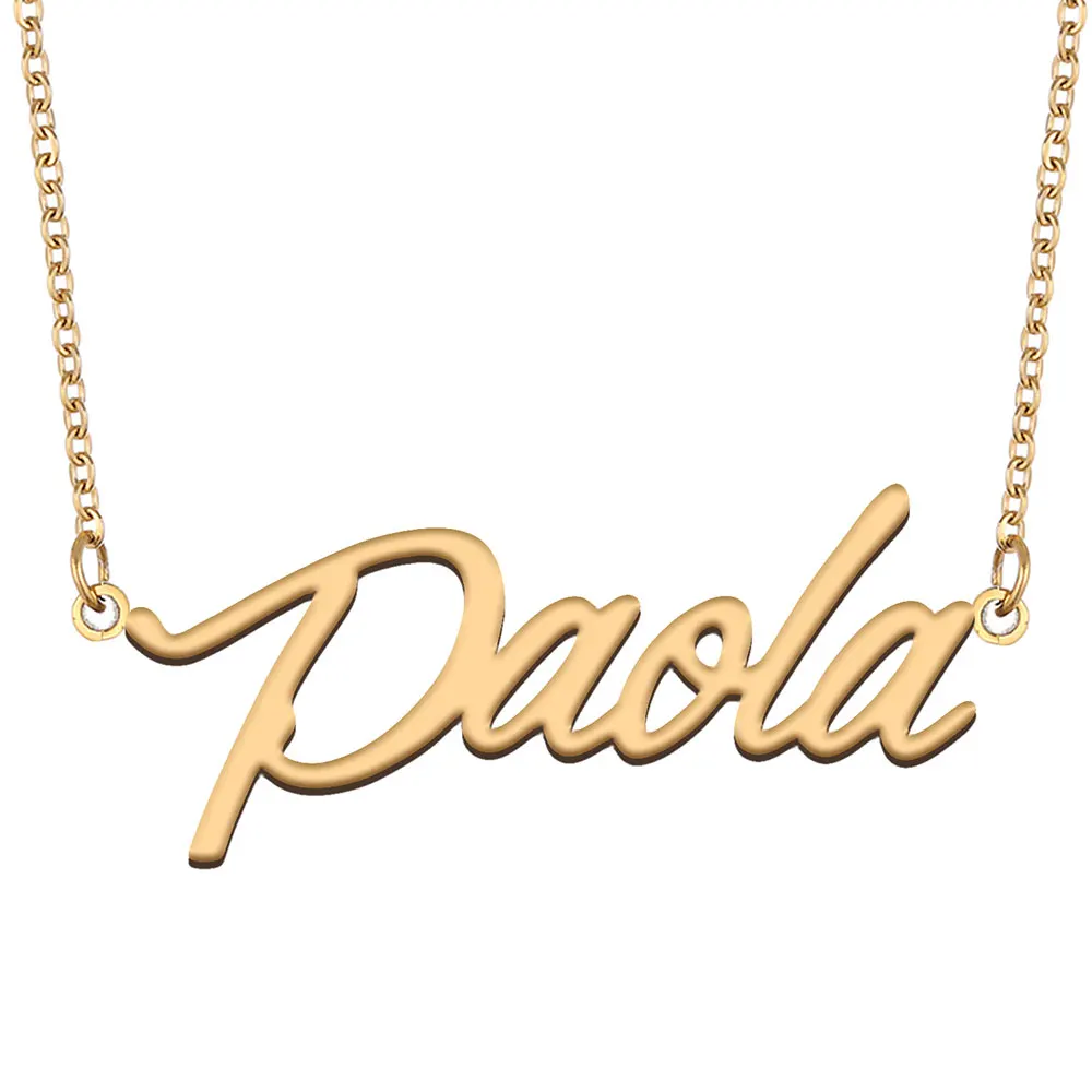 

Paola Name Necklace for Women Stainless Steel Jewelry Gold Plated Nameplate Pendant Femme Mother Girlfriend Gift