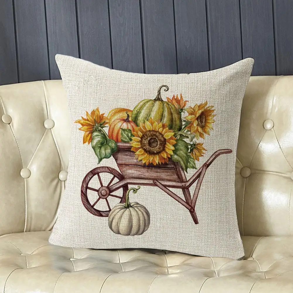 

Thanksgiving Day Pillow Covers Pumpkin Truck Harvest Home Cushion Sofa Autumn Fall Rustic Decor 45cm*45 Cover Art Cm W8V4