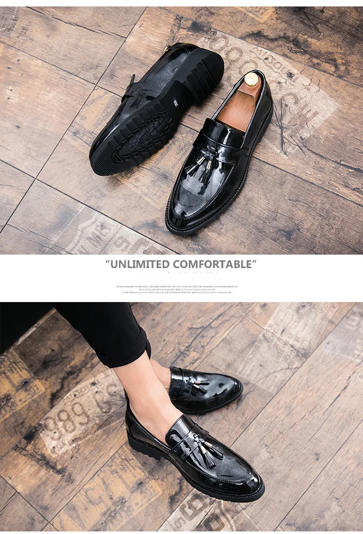 Thick Bottom Mens Dress Shoes Men Bring Brand Wedding Shoes Luxury Italian Casual Office Formal Loafers Boats Leather Shoes Men