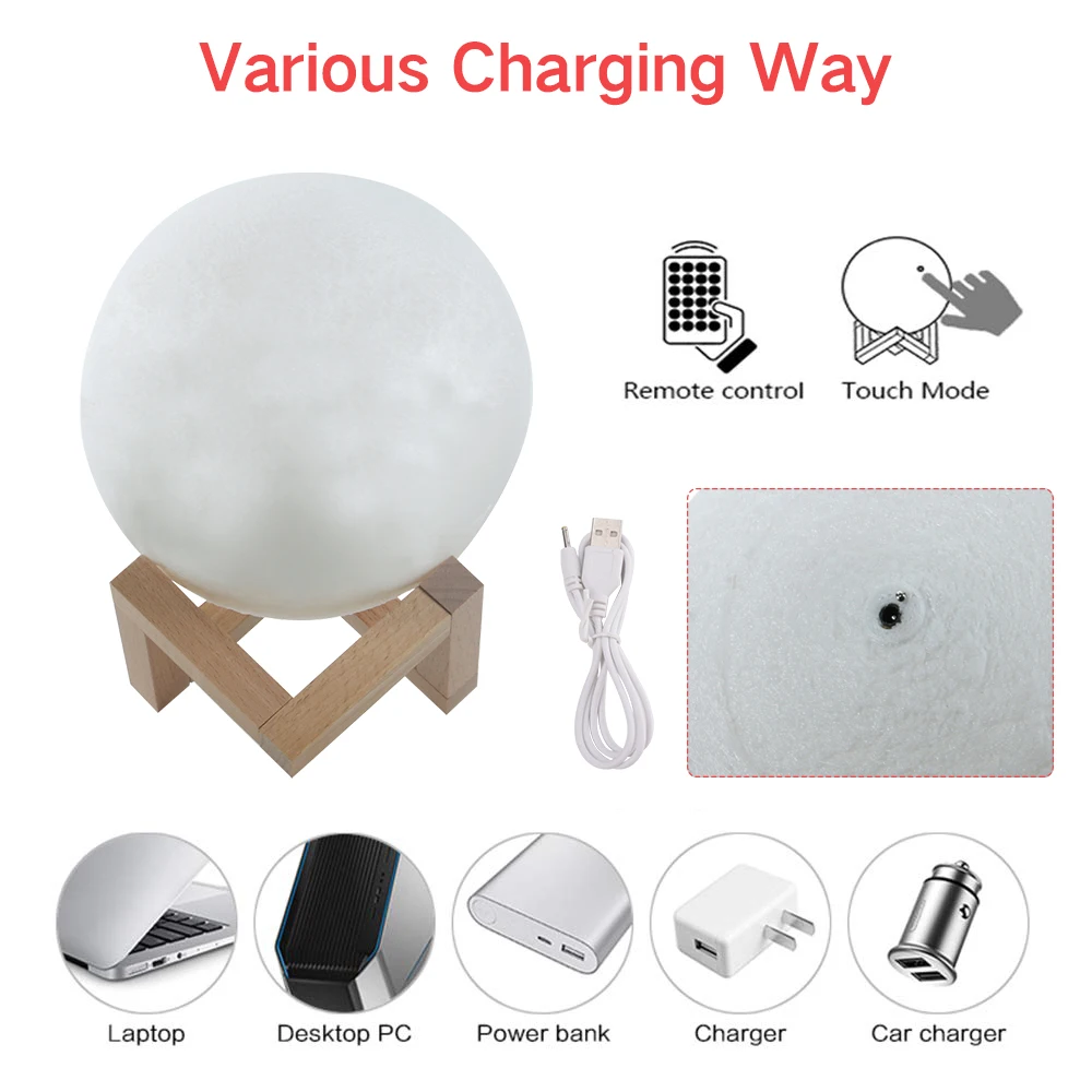 Фотолампа с 3d-принтом 16 цветов ночник перезаряжаемый персонализированный