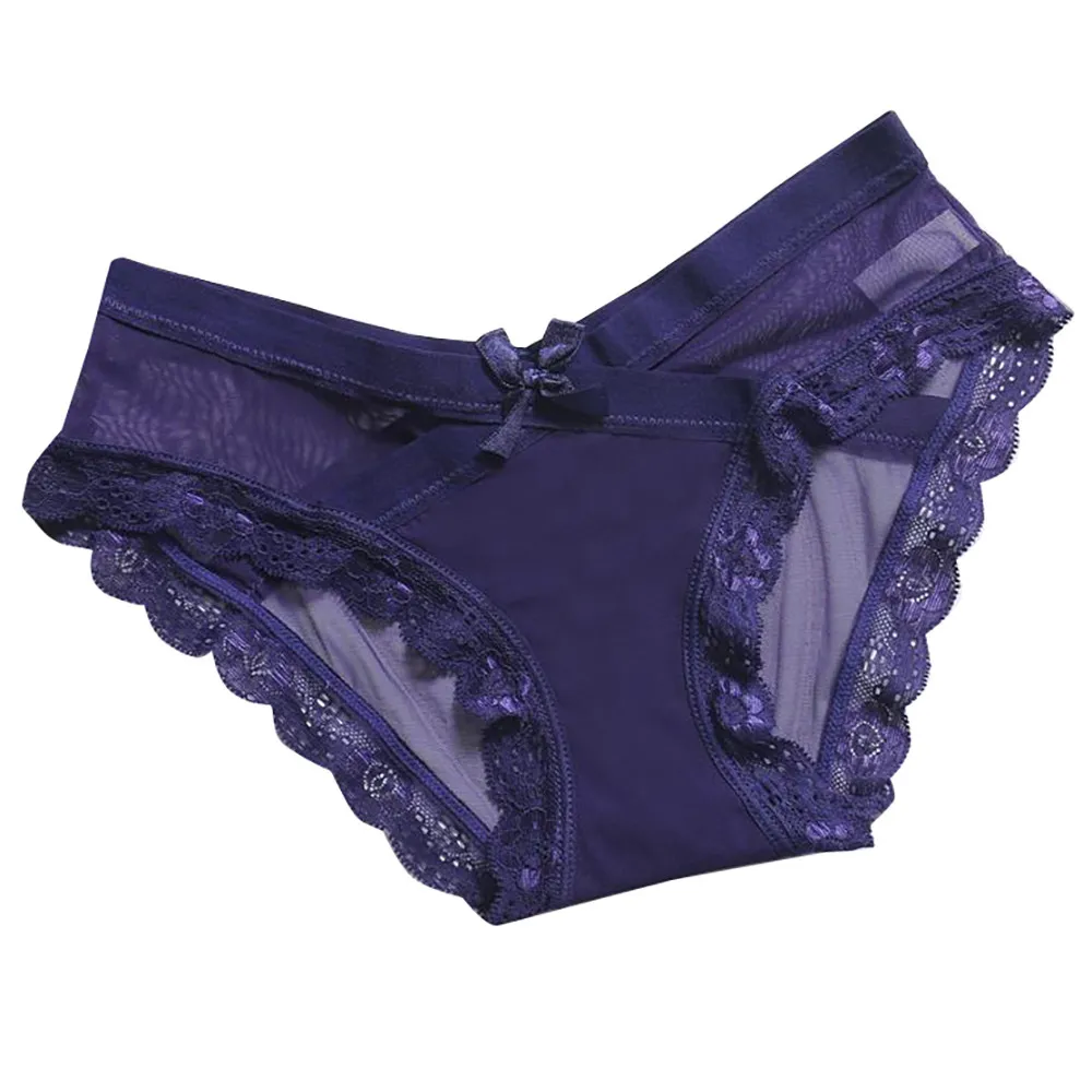 Женское нижнее белье сексуальное с бантом кружевные сетчатые прозрачные трусики