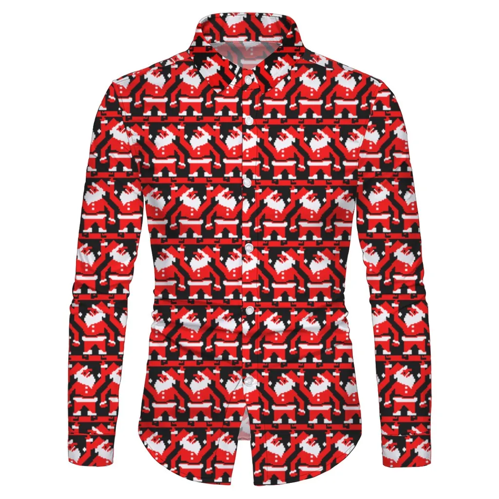 Мужская Рождественская рубашка Funnyshirt Повседневная с длинными рукавами и принтом