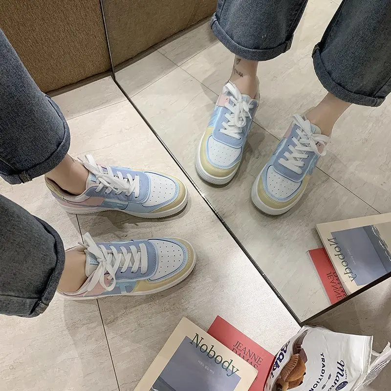 

Hot Summer Womens Sneakers Platform Med Heel Ladies Shoe Wear-resisting Comfortable Leather Casual Shoes Women Vulcanized Shoes