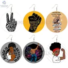 SOMESOOR Love Is Beautiful Black God's Hand деревянные серьги-капли American сила, кулак искусство с обеих сторон печать для женщин Gfits