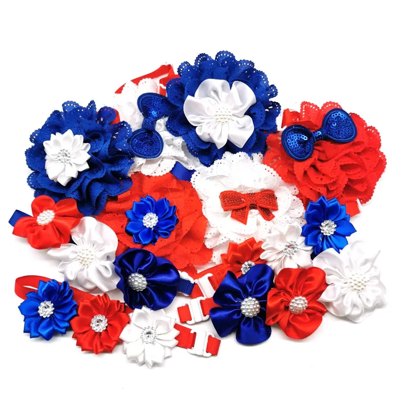 30/50 шт 4 июля Америка День Независимости собаки Bowties красочные цветочные бабочки