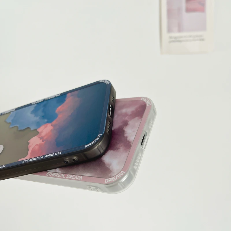 art retro sunset cloud scenery korean phone case for iphone 12 11 pro max x xr xs max 7 8 puls se 2020 cases soft silicone cover free global shipping