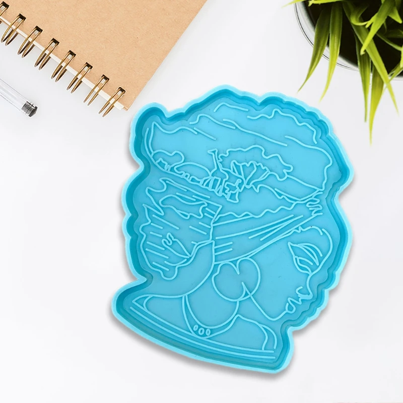 

Afro Female Rolling Tray Epoxy Resin Mold African Goddess Fruit Plate Silicone Mould DIY Crafts Jewelry Casting Tools M0XF