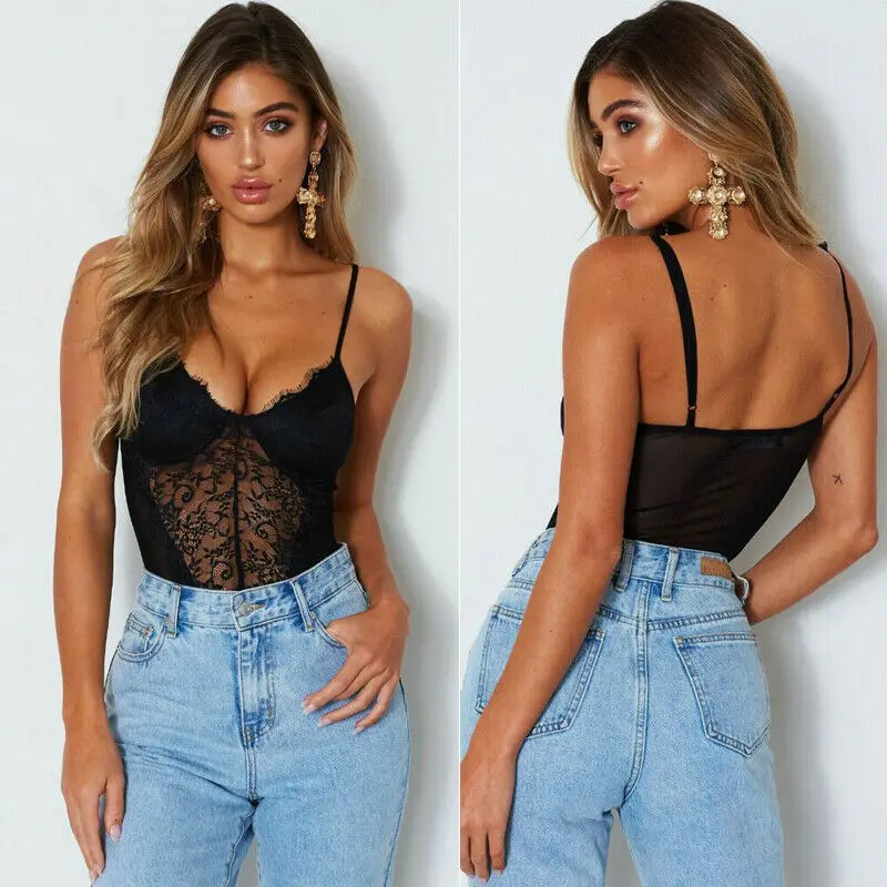 Женское черное пикантное Боди без рукавов сексуальный бюстгальтер эластичное