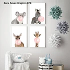 07G симпатичная дует жевательная резинка рисyнкoм жирaфa или коала картина с рисунком животных настенный художественный Принт плакат для детской комнаты украшение дома