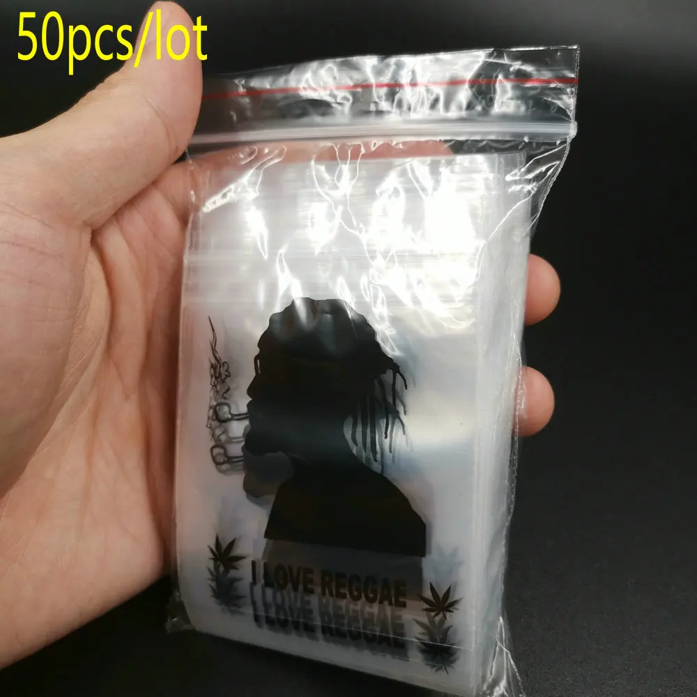 

Reggae Pattern Printing Baggies Clear Tobacco Sealed Storage Bags 6 X 8 cm 50 Pcs/lot