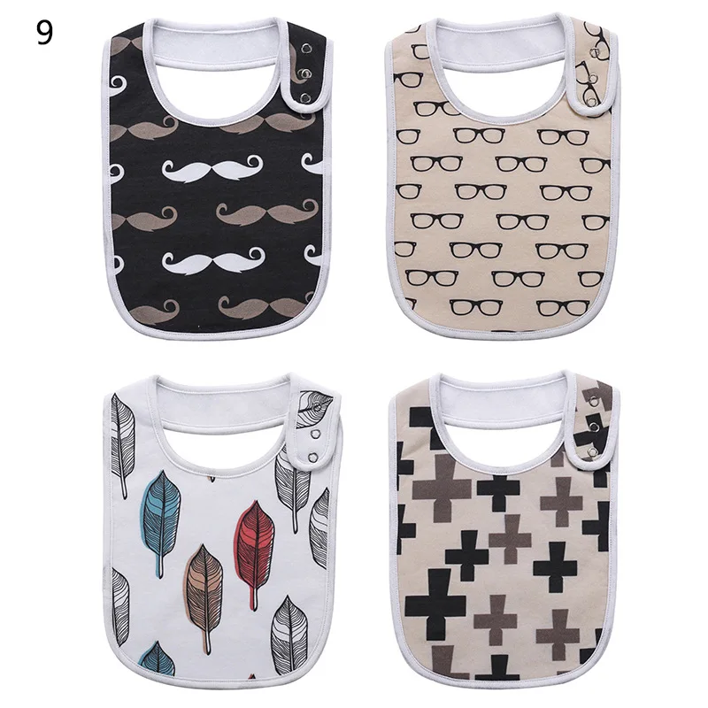 

4pcs/lot Baby BibsTriangle Double Cotton Cartoon Saliva Towel Boys Girls Feeding Apron Cotton Bandana Bibs Burp Cloth