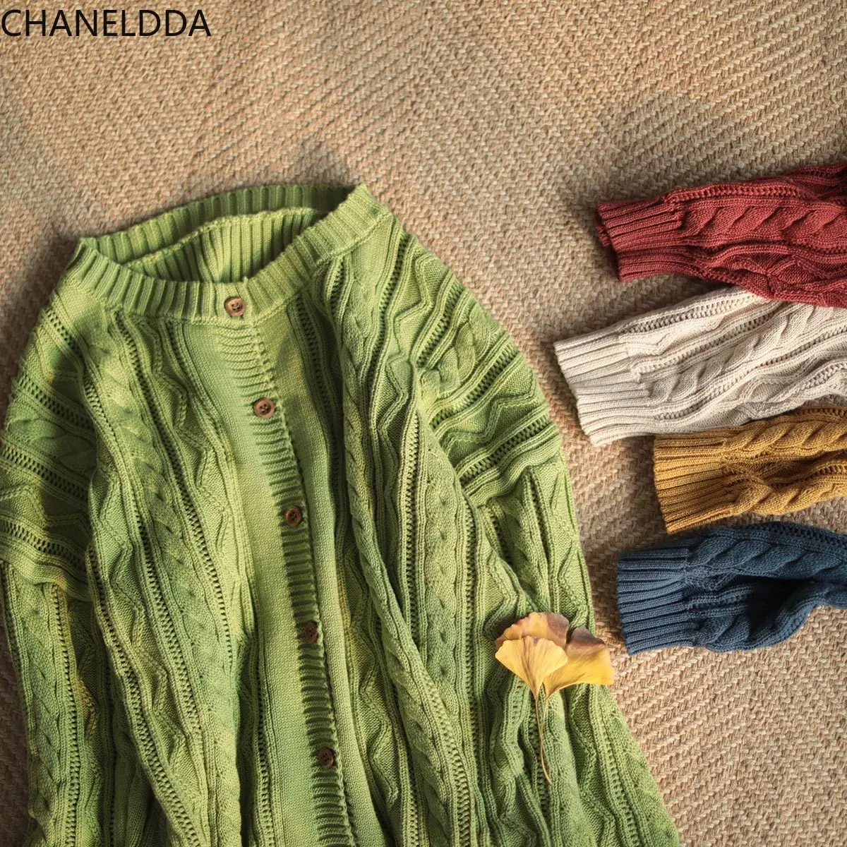 

Korean Women Vintage Knitted Sweaters DA O-Neck Long Sleeve Button 2021 Spring Solid Color Lady Casual Cardigans Female Jumper