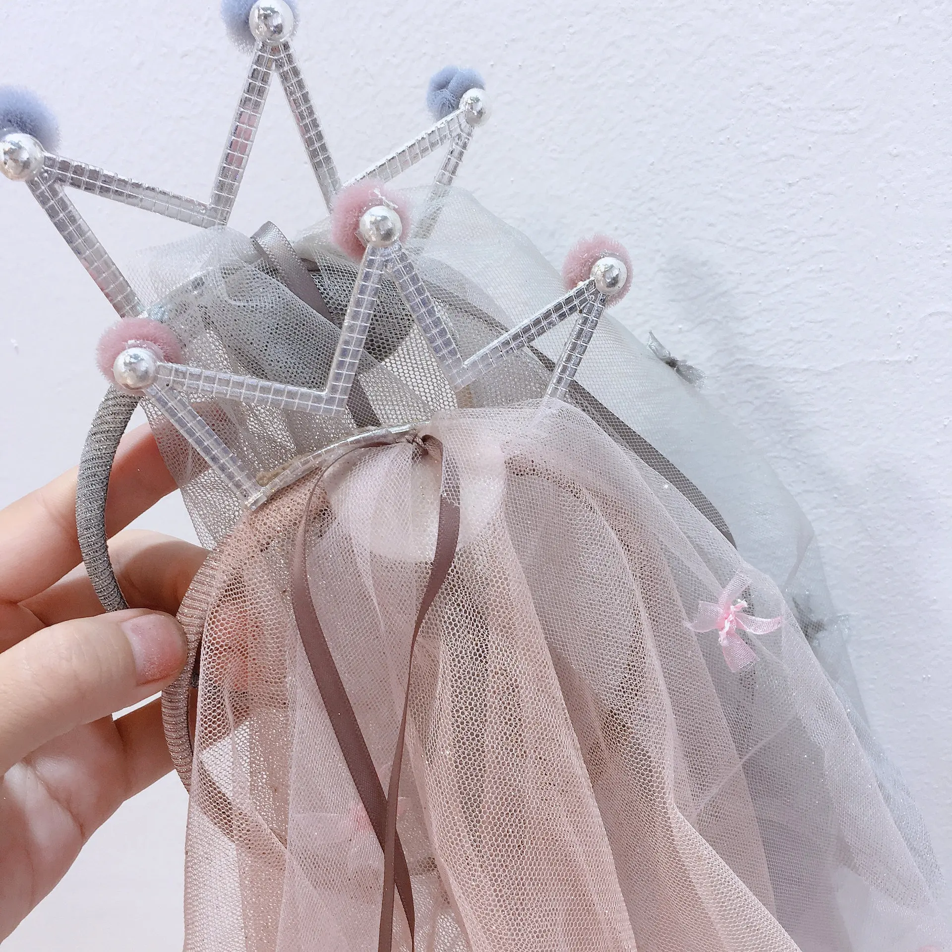 

Crown Long Veil Mesh Headband Children Girl Princess Headwear Hair Hoop Flower Girl Dress Wedding Party Accessories