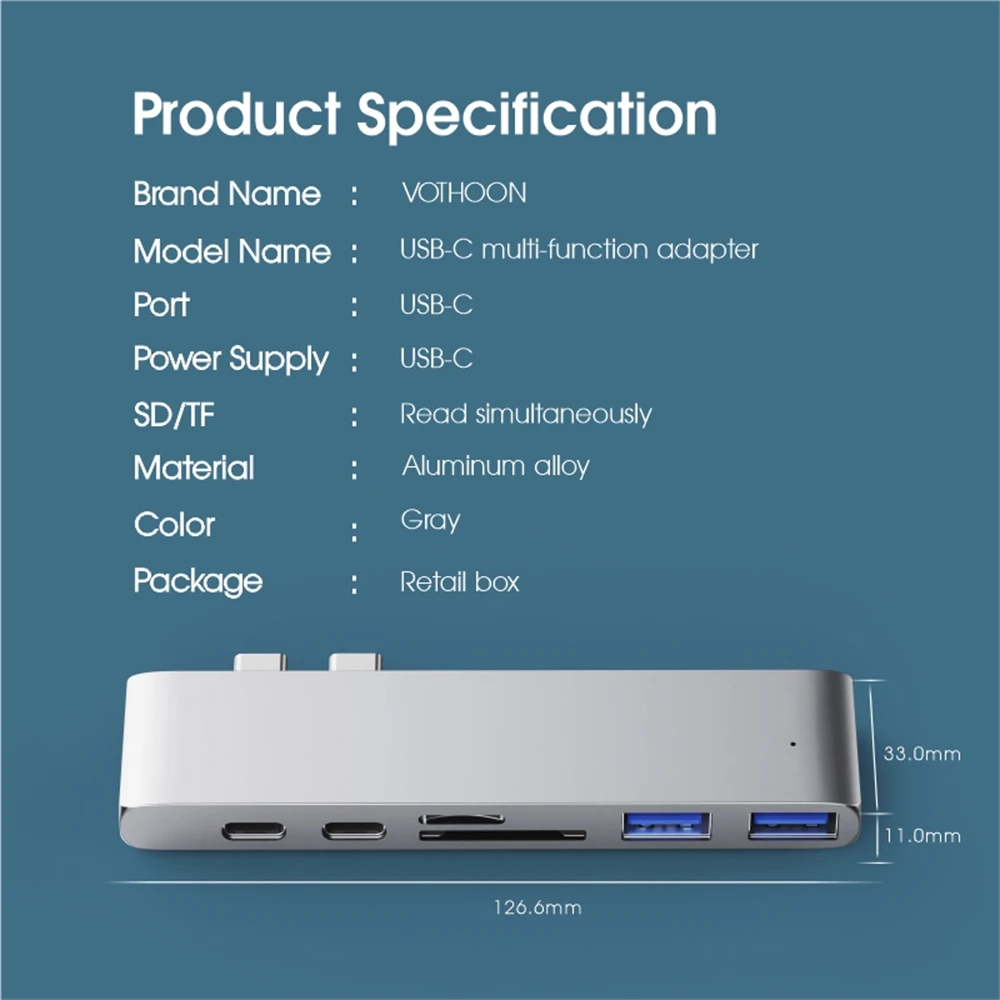 Vothoon USB C концентратор до нескольких USB3.0 HDMI usb хаб для MacBook Pro Air Mouse разветвитель 7