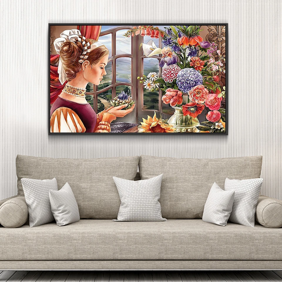 Алмазная живопись 5D сделай сам мозаика портрет вышивка с цветочным мотивом для