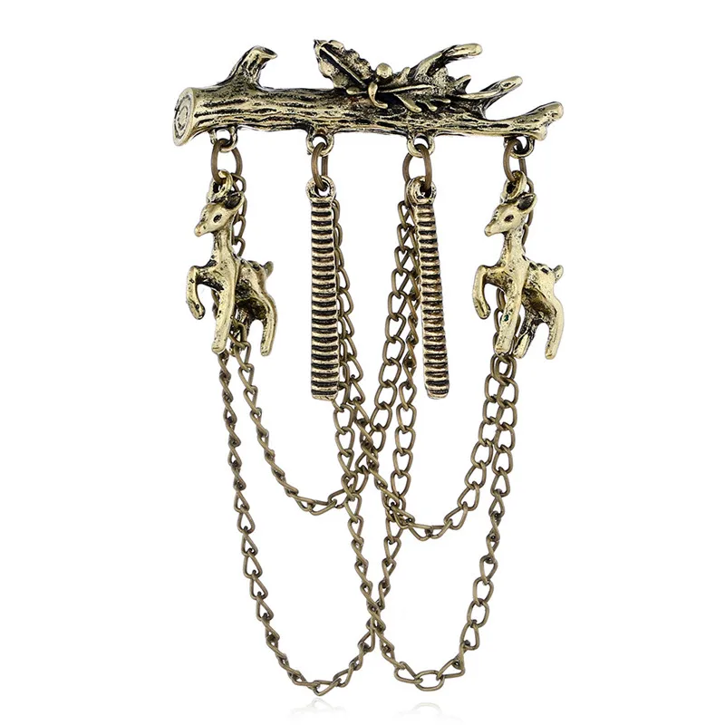 Винтажная ветка олень брошь с кисточкой женский многослойный весенний старинный