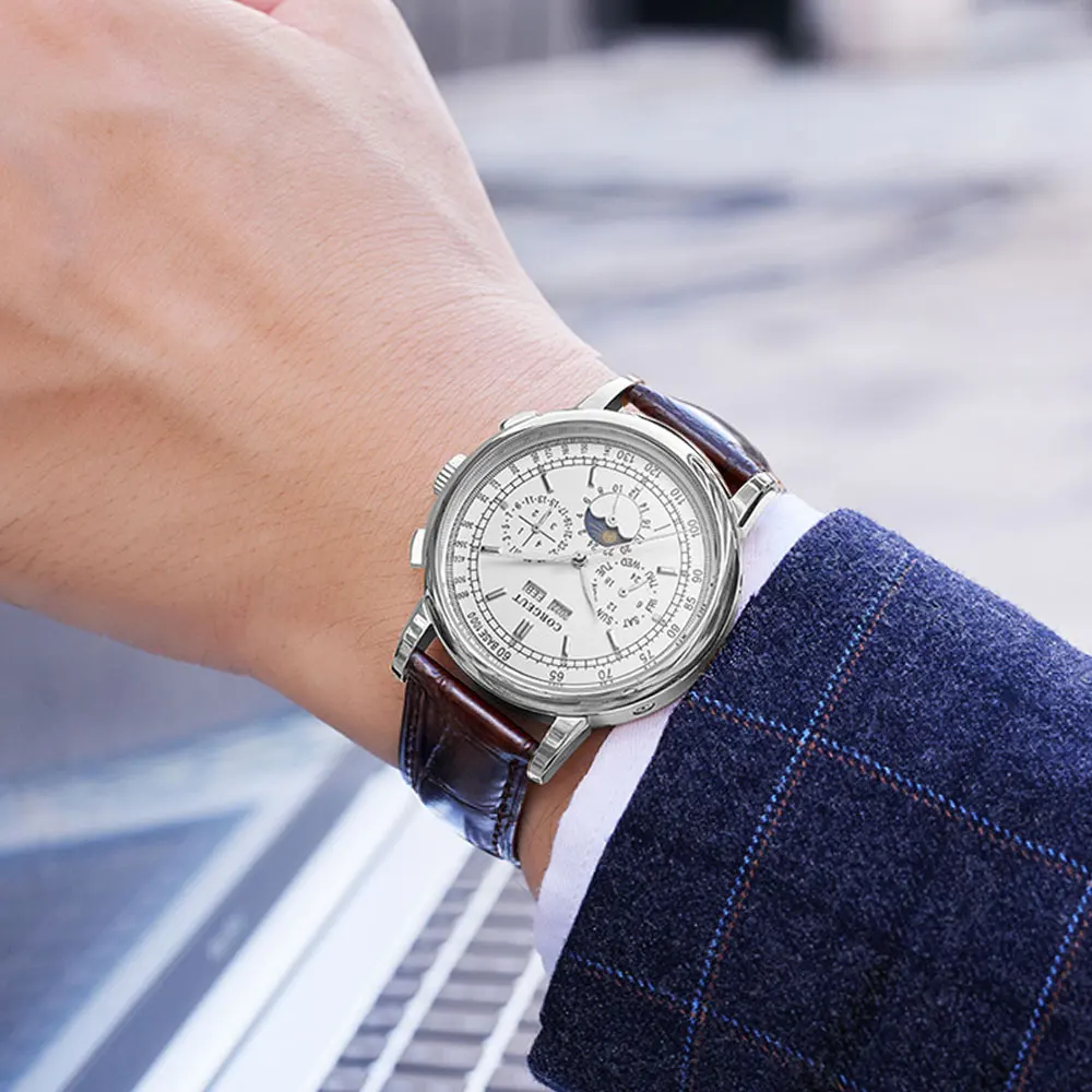 Известный бренд многофункциональные автоматические мужские часы с белым